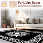 Intricate Sunburst with Geometric Frame Rug