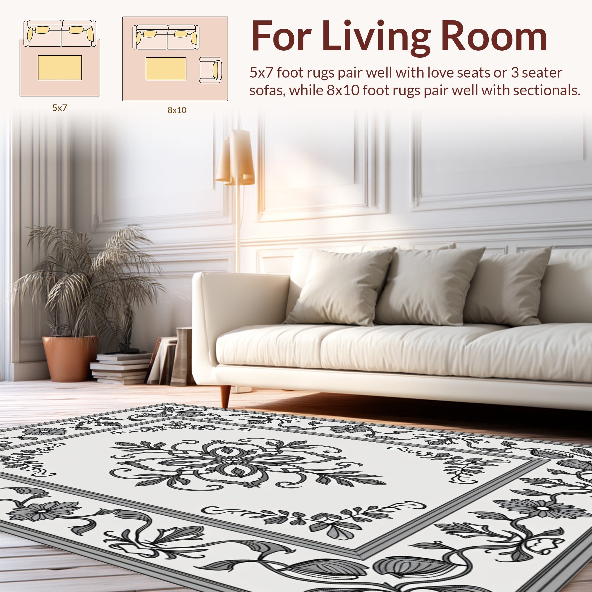 Classic Floral Swirls Pattern Rug