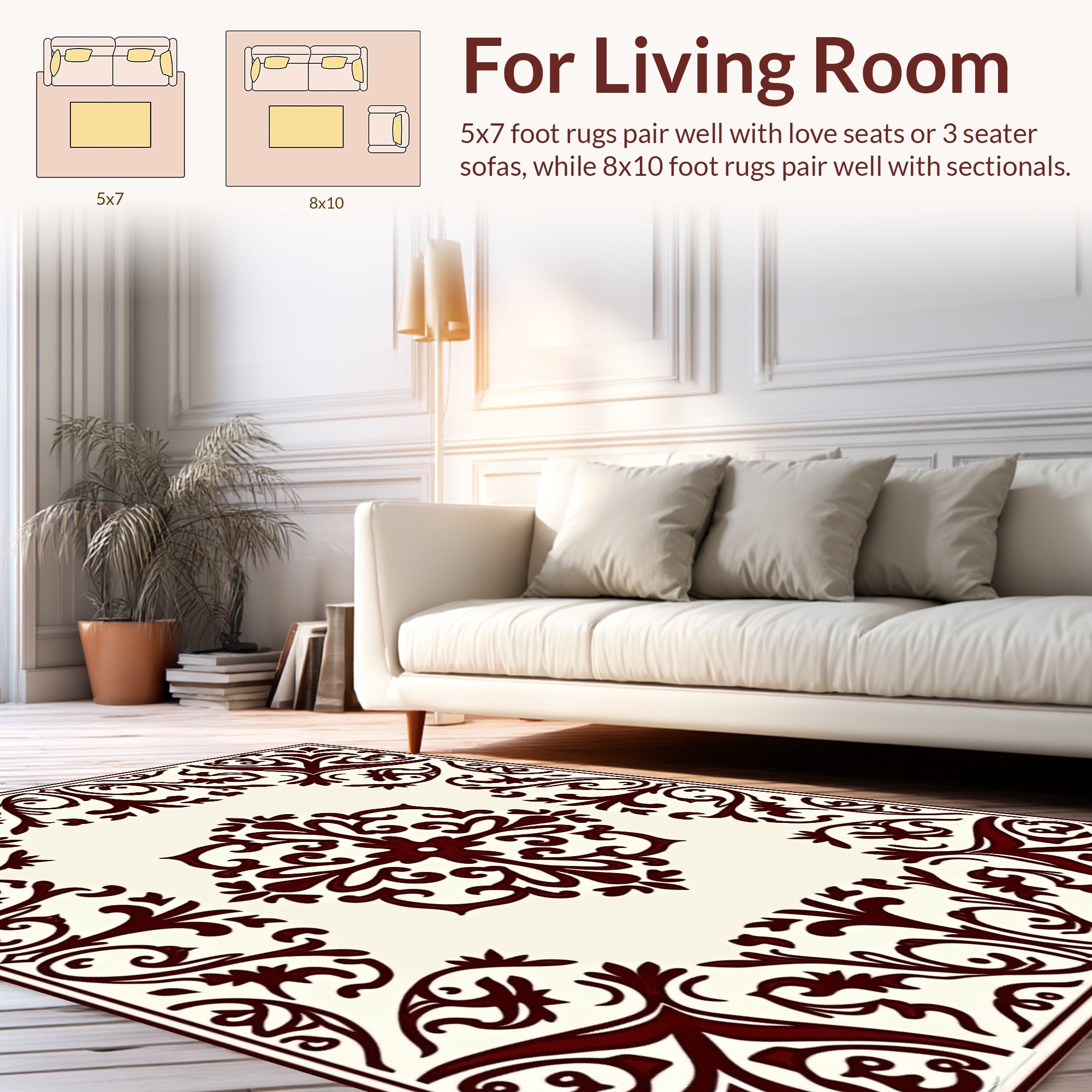 Intricate Baroque Floral Scrollwork Design Rug