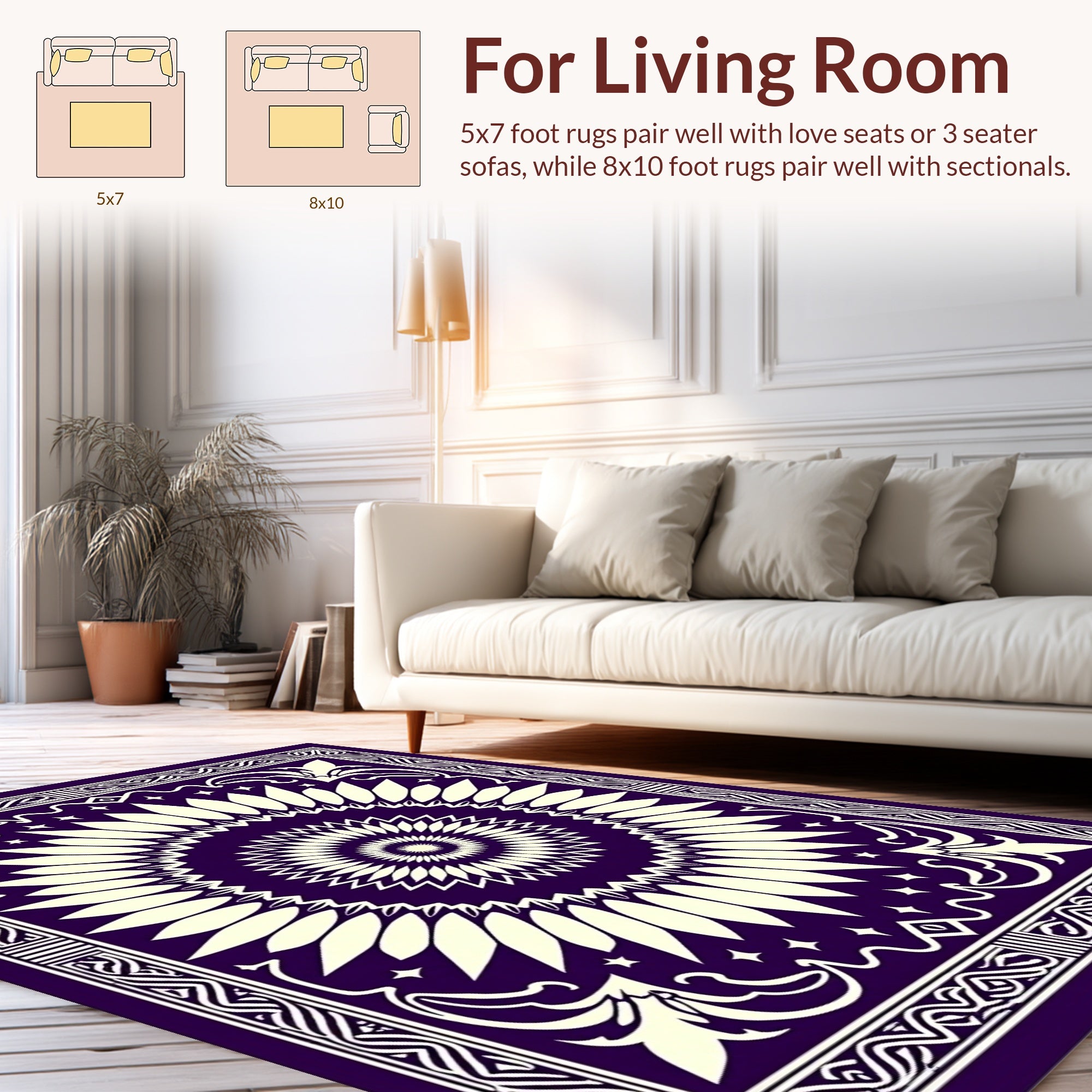 Floral Sunburst Mandala Pattern Rug
