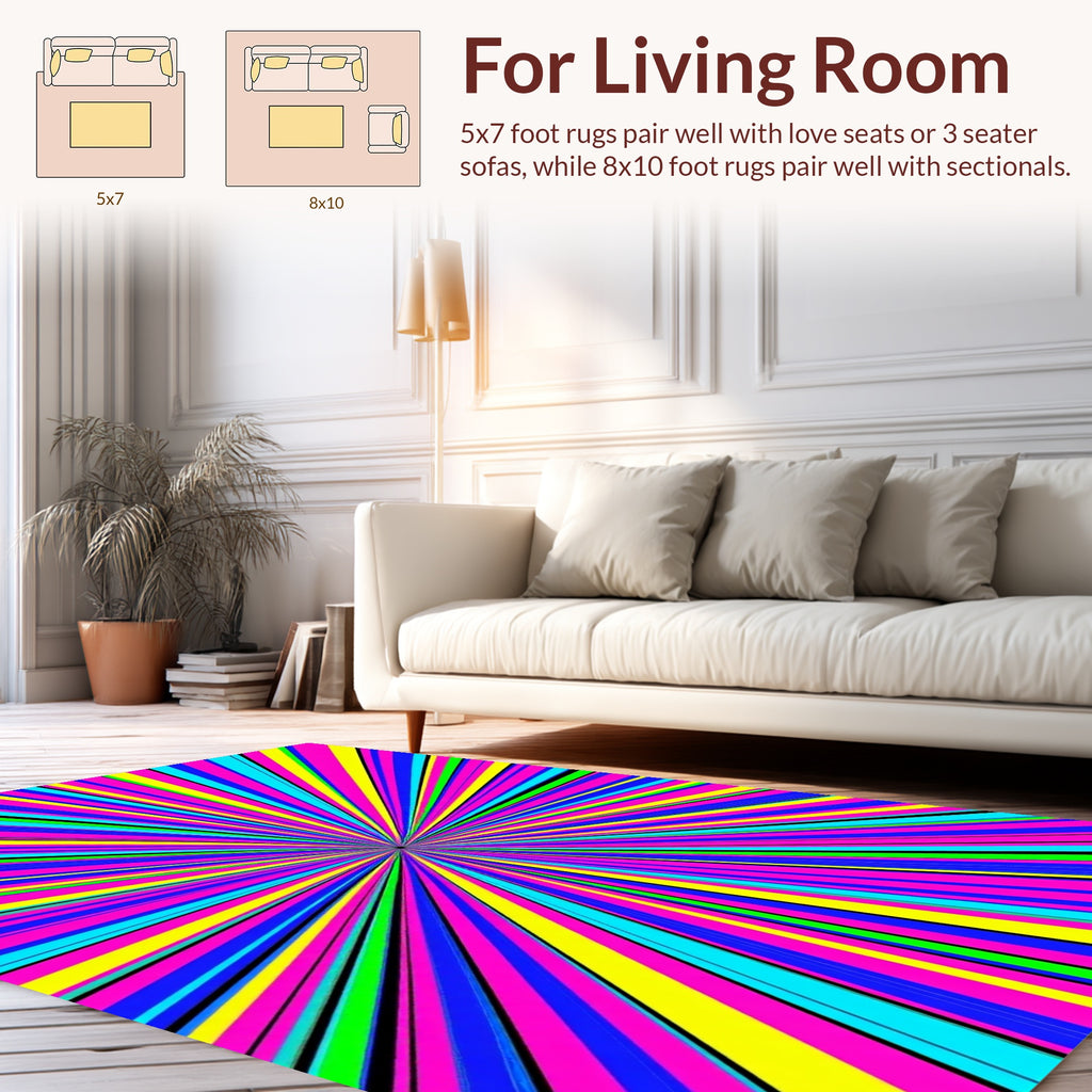 Vivid Color Burst Radial Pattern Rug