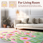 Pink Daisy Field Pattern Rug