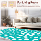Bright Teal White Dots Pattern Rug