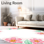 Whimsical Pink Floral Pattern Rug