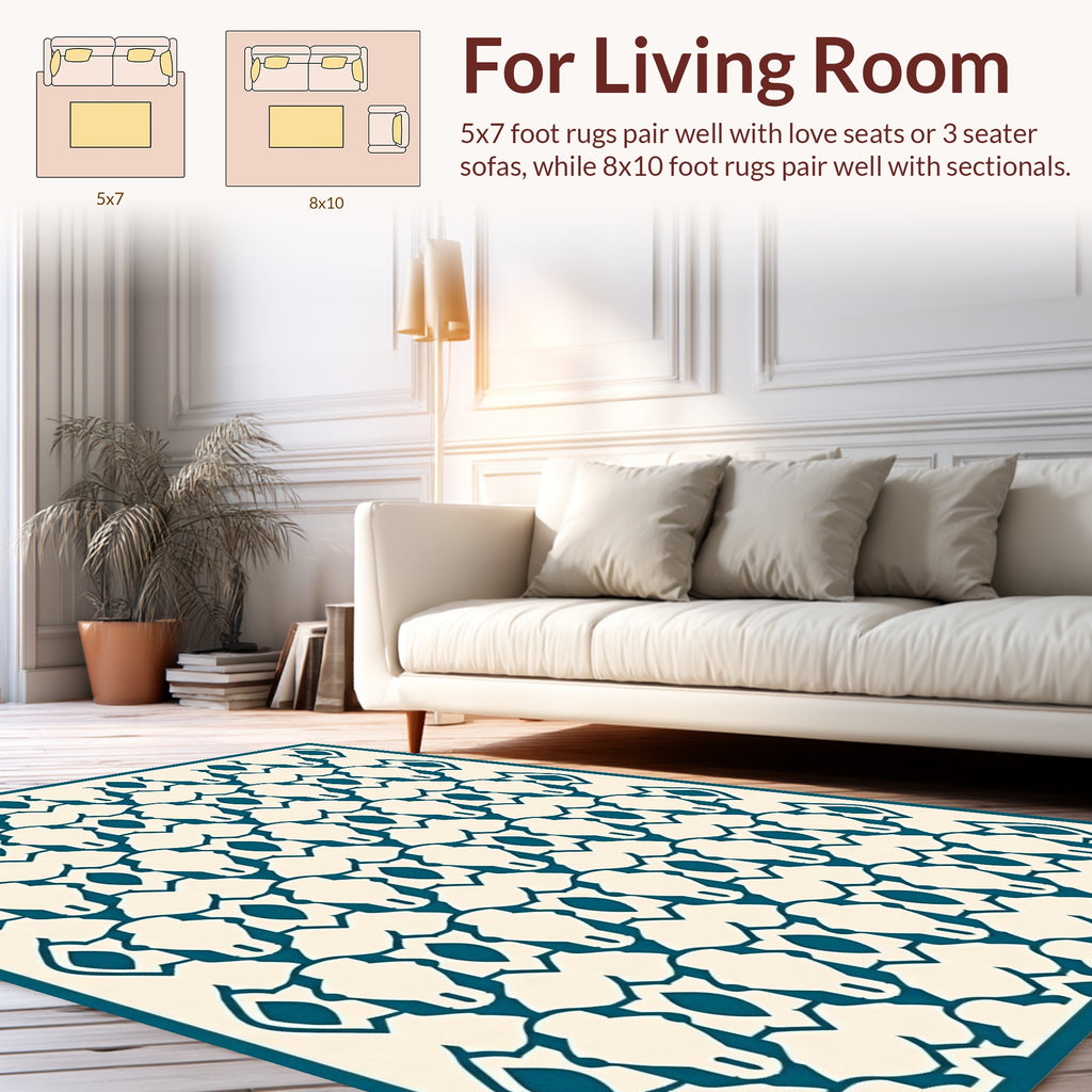 Teal Geometric Cutout Pattern Rug