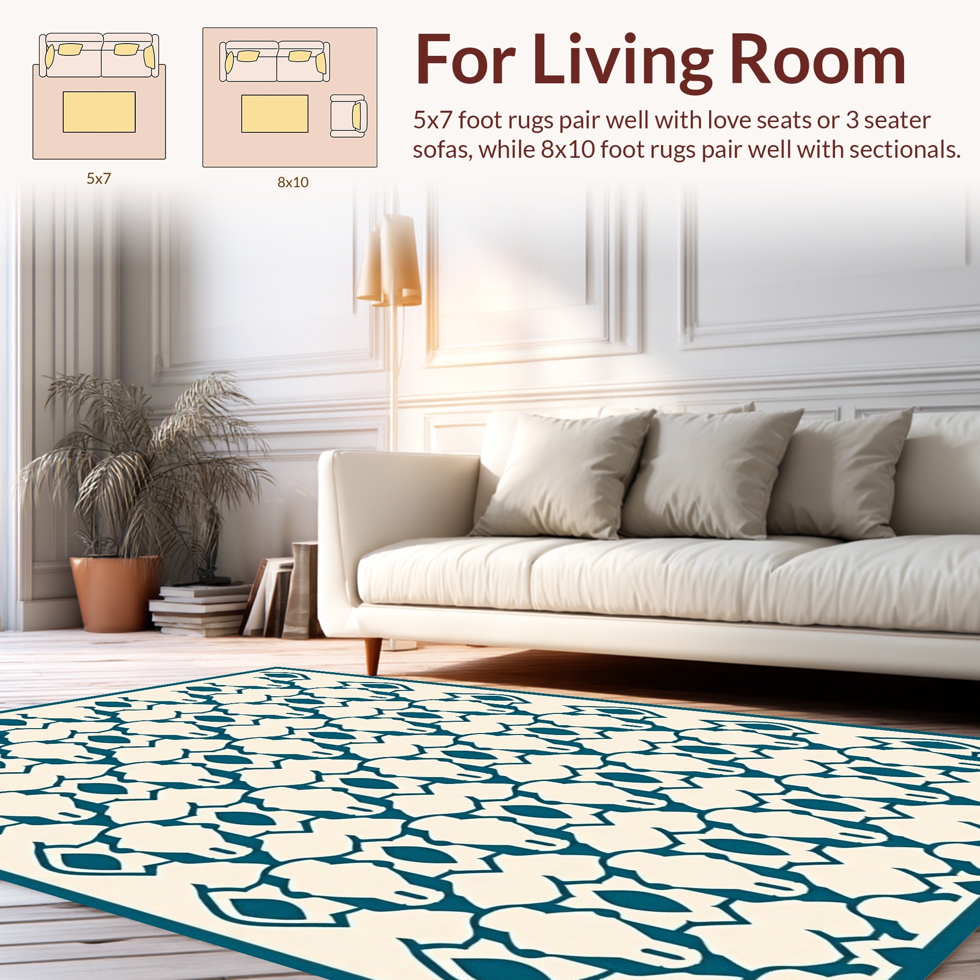 Teal Geometric Cutout Pattern Rug
