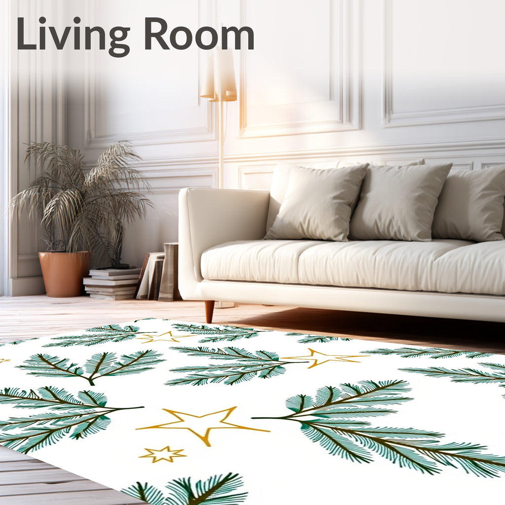 Pine Branches with Golden Stars Rug