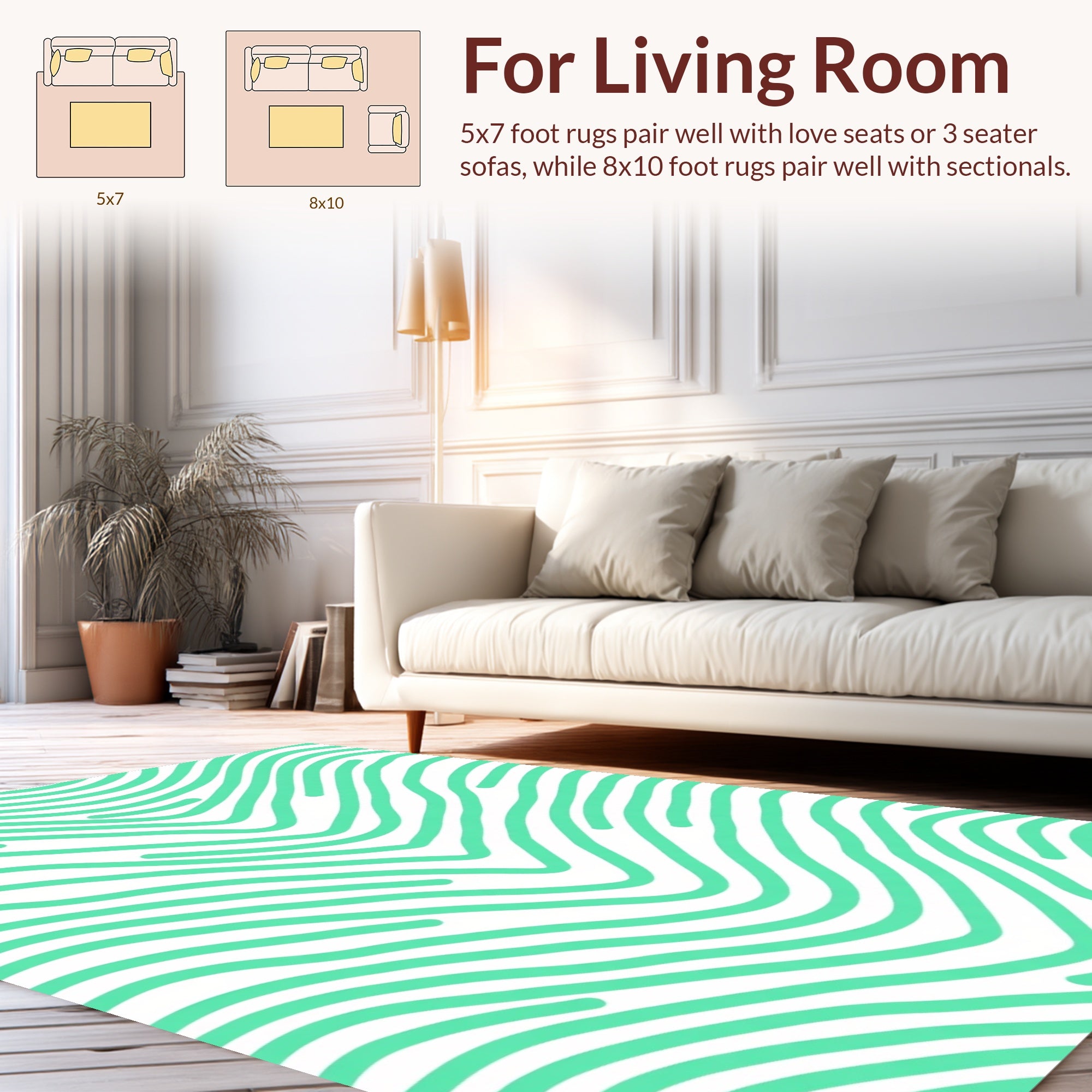 Mint Wave Pattern Design Rug