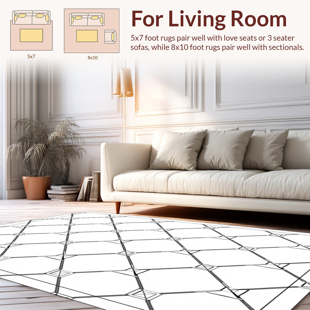 Geometric Trellis Diamond Pattern Rug