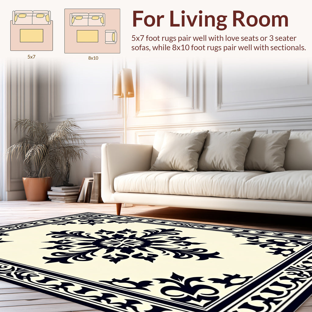 Classic Scrollwork Floral Centerpiece Rug