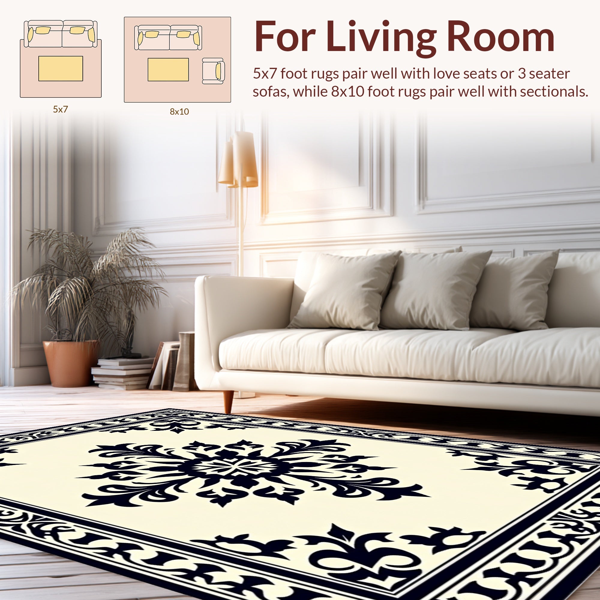 Classic Scrollwork Floral Centerpiece Rug
