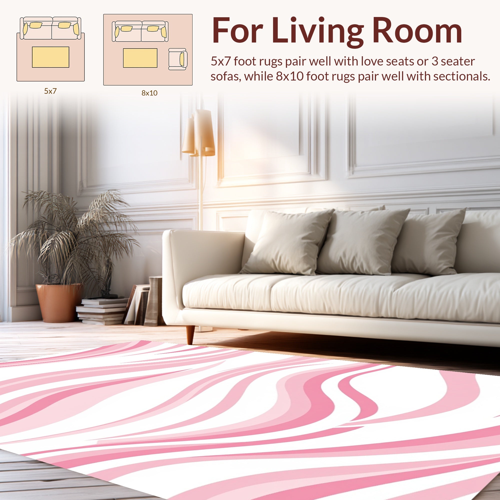 Soft Pink Wavy Stripes Rug