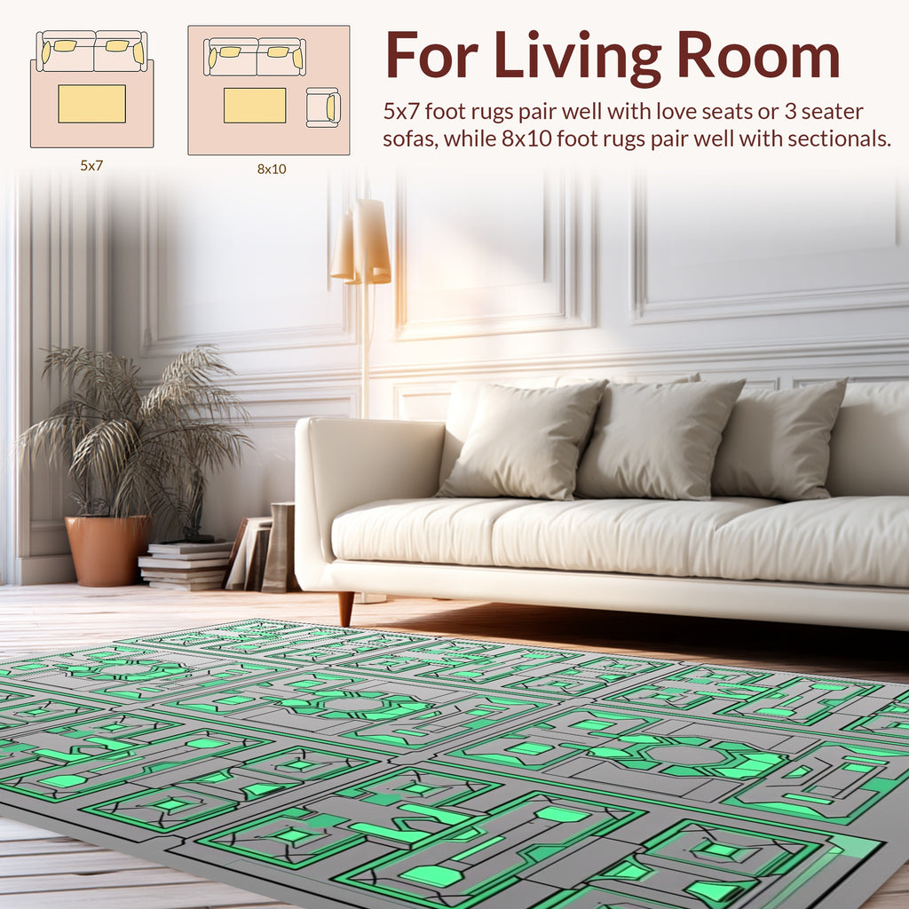 Geometric Sci-Fi Panel Design Rug