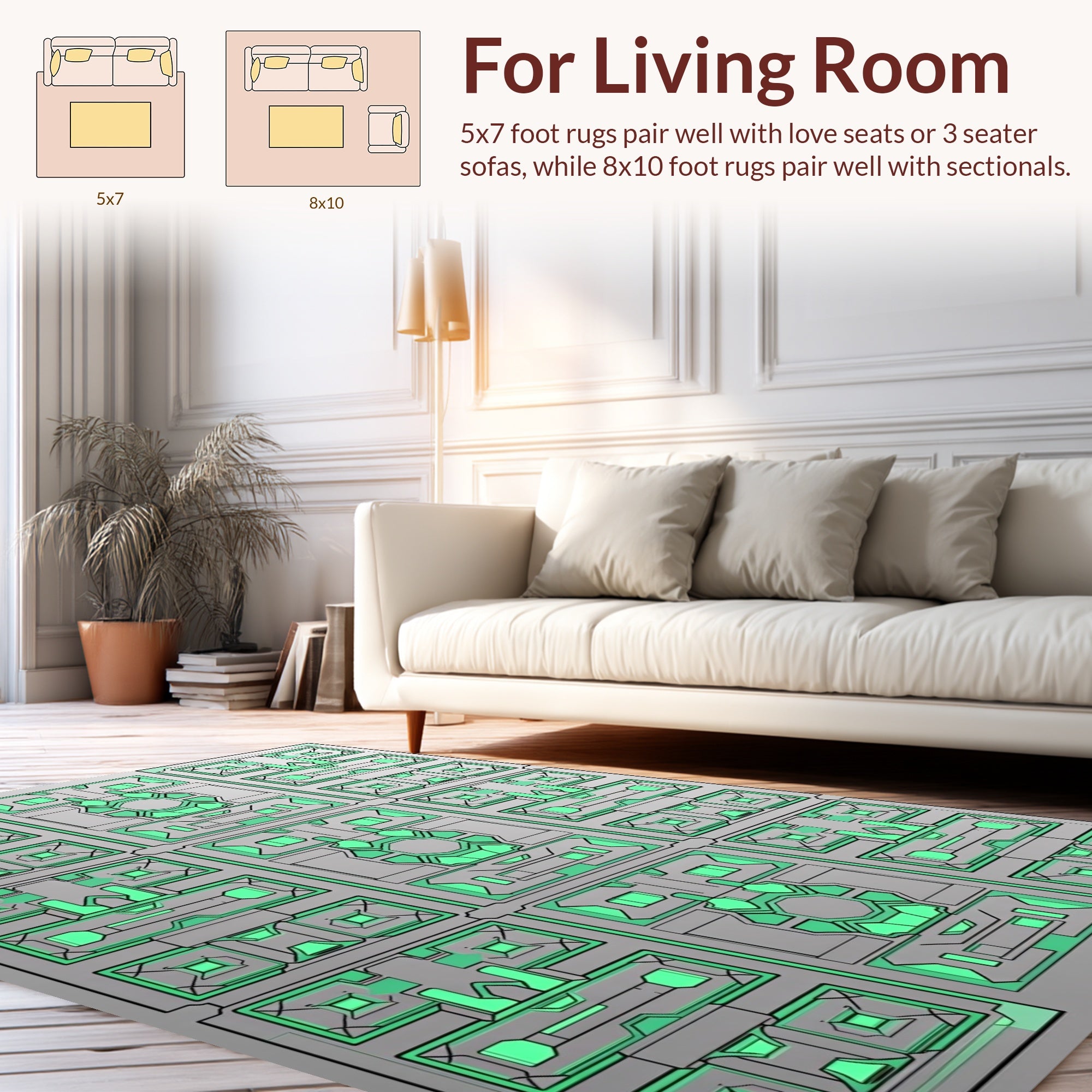 Geometric Sci-Fi Panel Design Rug
