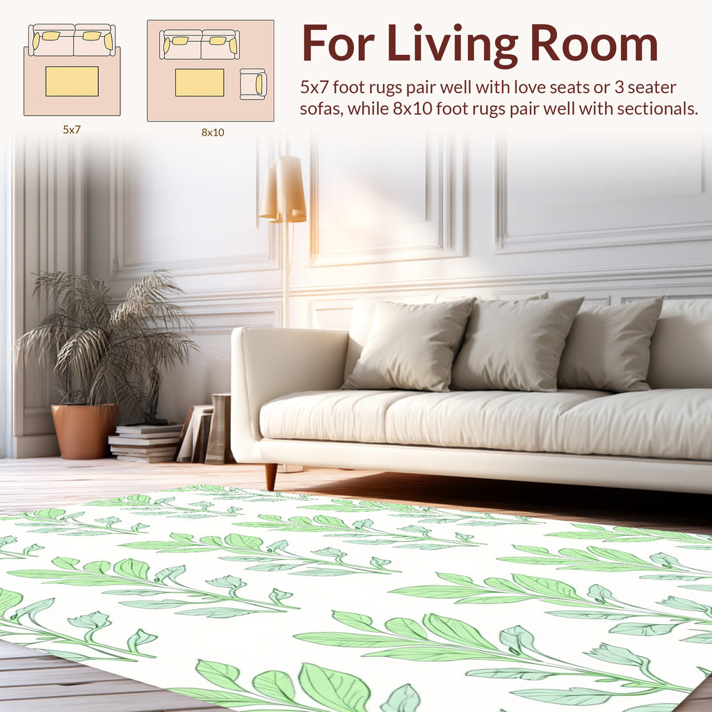Fresh Leafy Botanical Pattern Rug