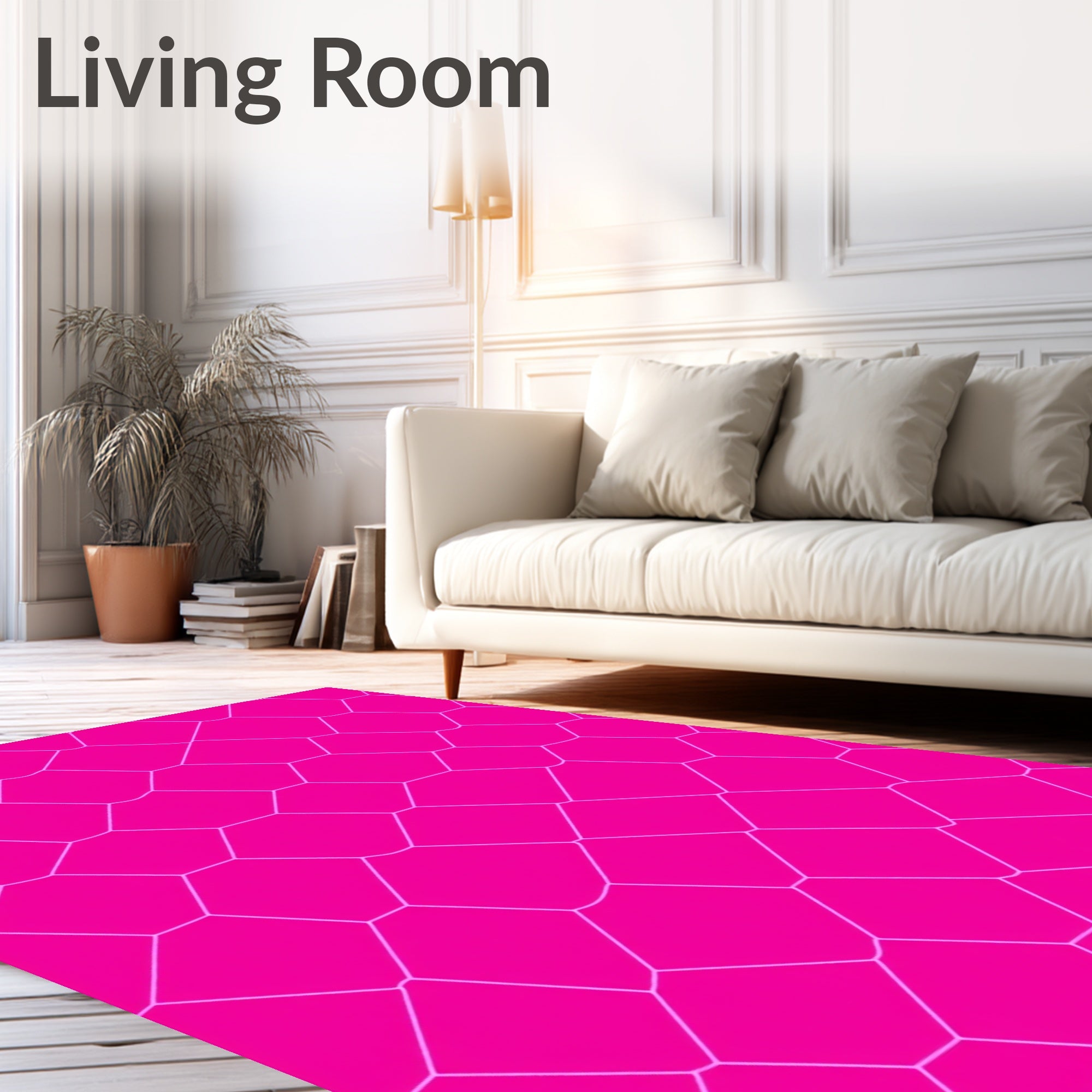 Pink Geometric Mosaic Pattern Rug