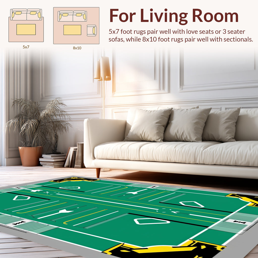 Bold Green Yellow Geometric Design Rug