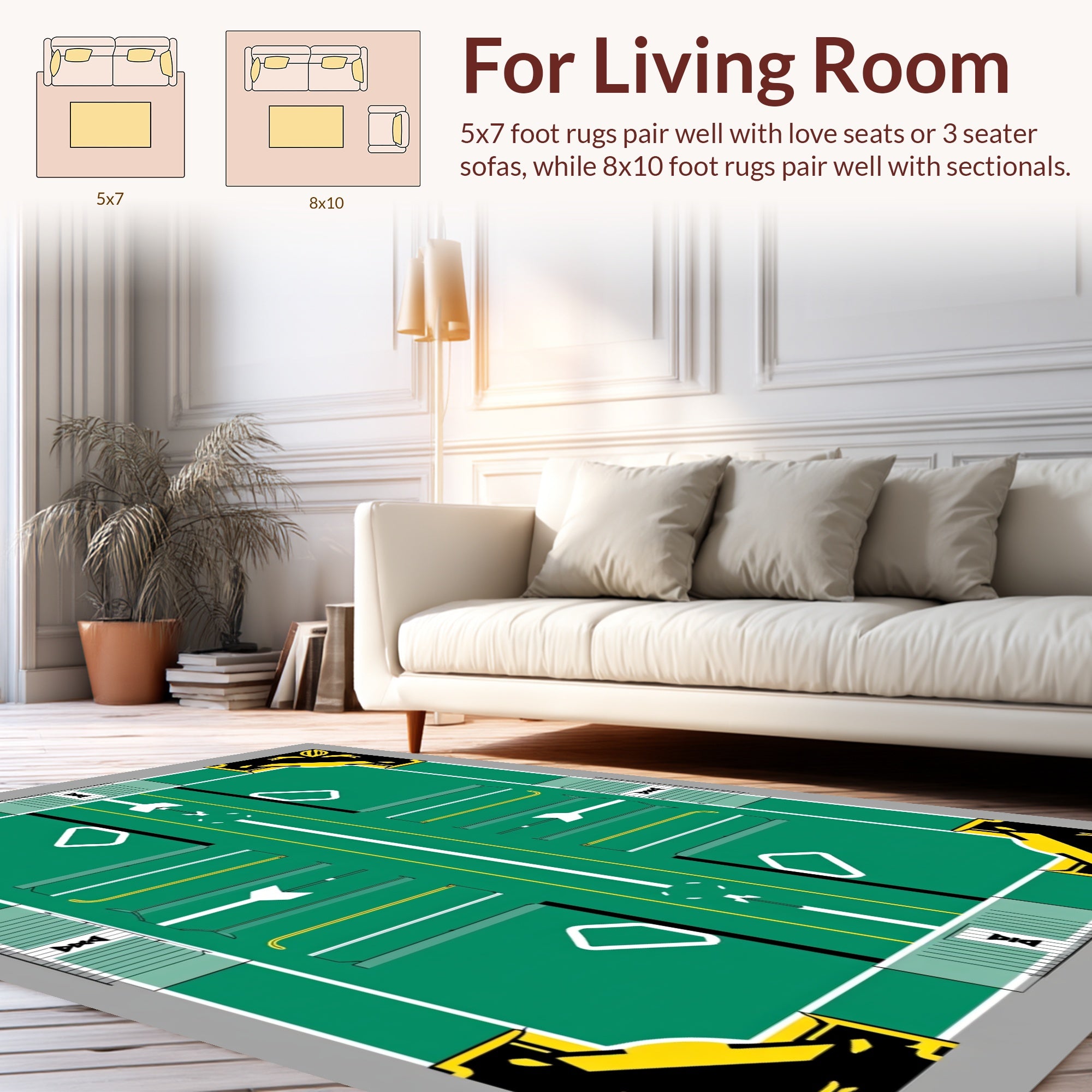 Bold Green Yellow Geometric Design Rug