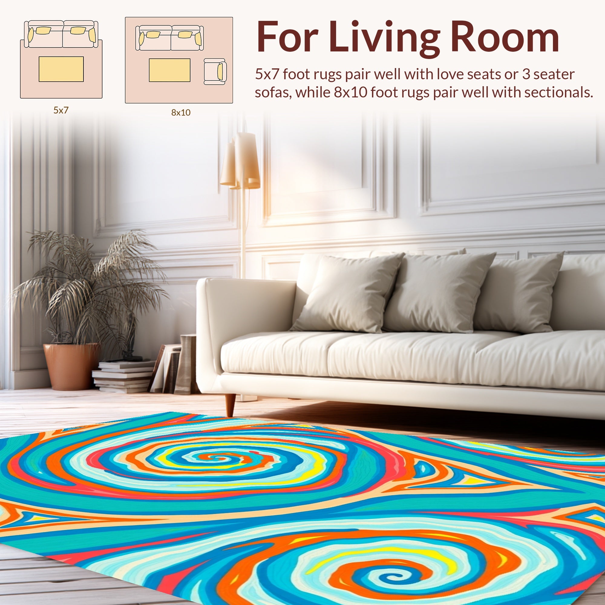 Vibrant Swirl Triangle Pattern Rug
