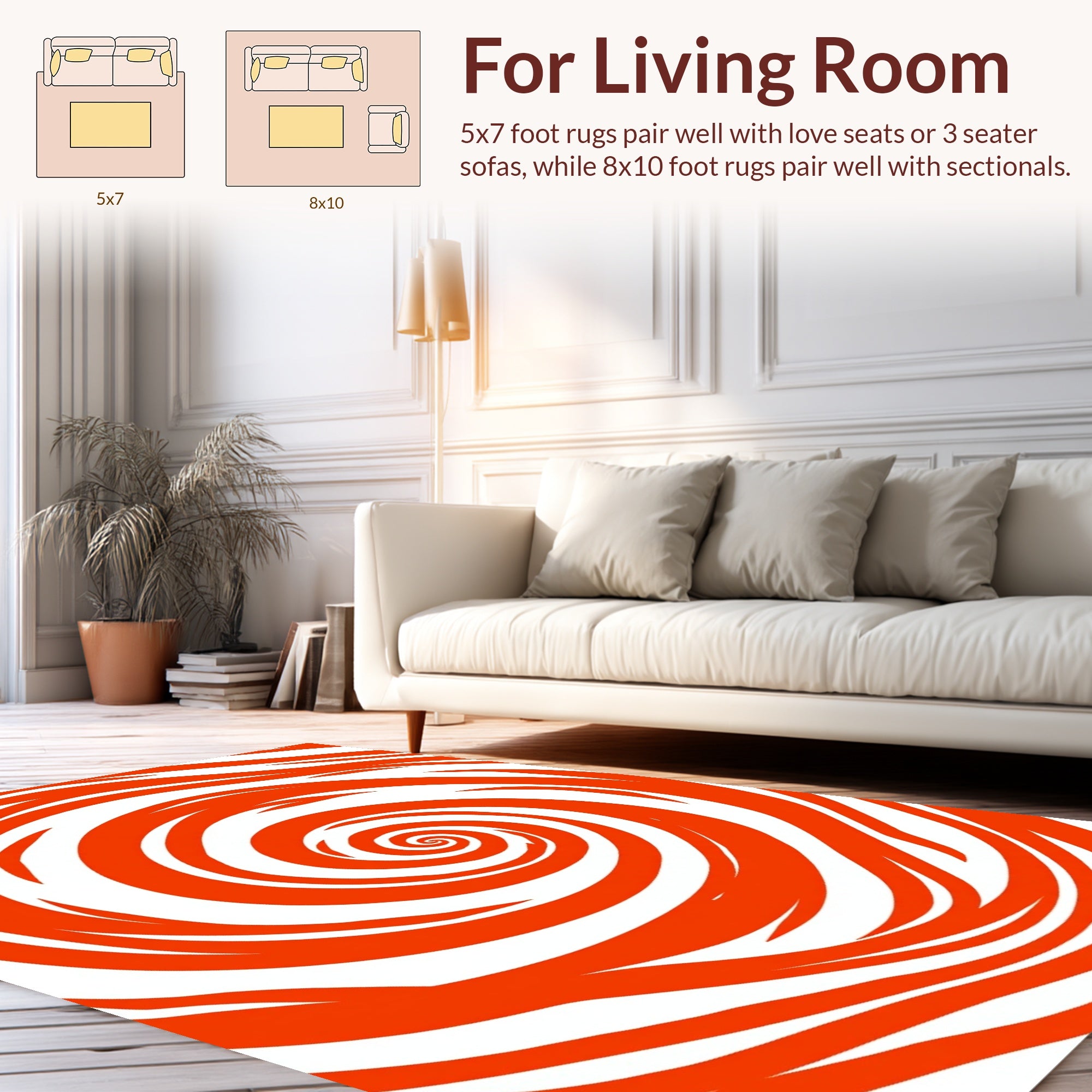 Orange Swirl Graphic Pattern Rug