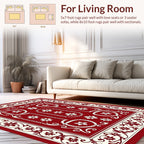 Classic Floral Border Red Cream Rug
