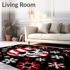 Stripped Skull with Red Snowflakes Rug
