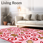 Pink Gingerbread Swirl Candy Cane Charm Rug