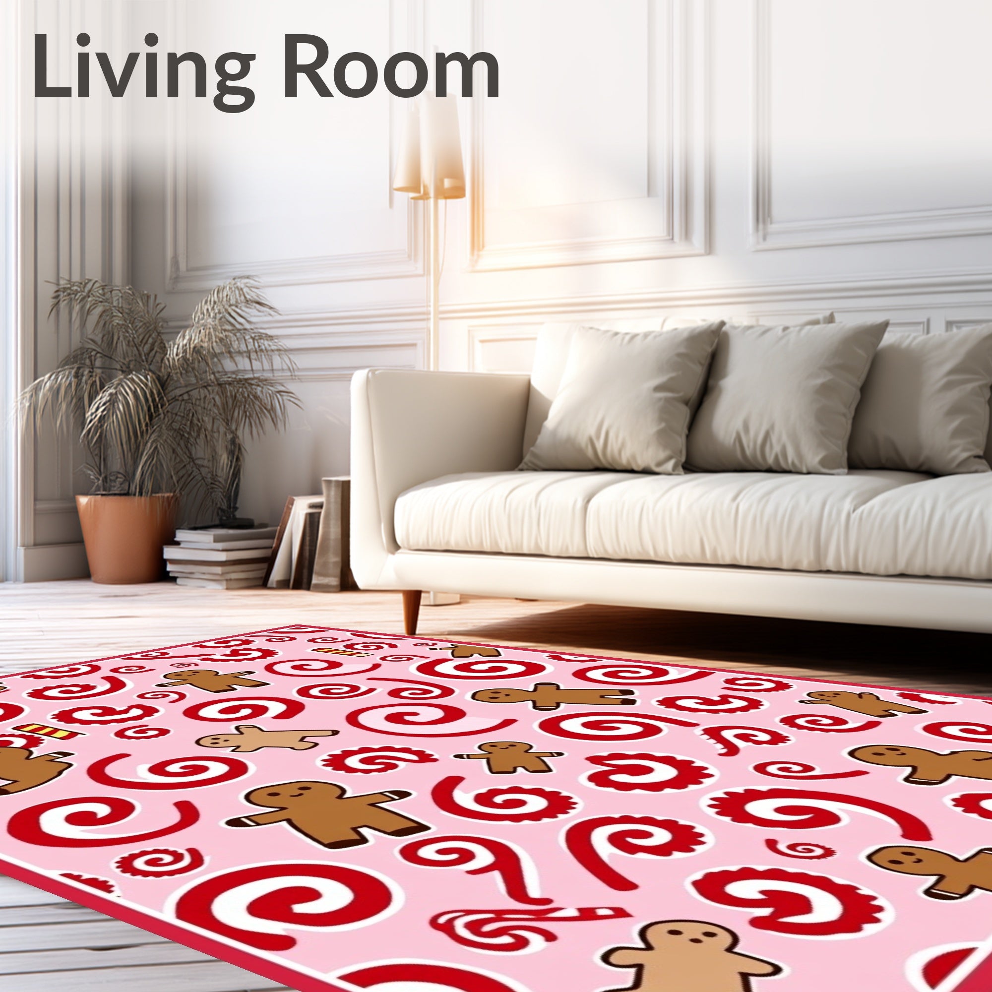 Pink Gingerbread Swirl Candy Cane Charm Rug