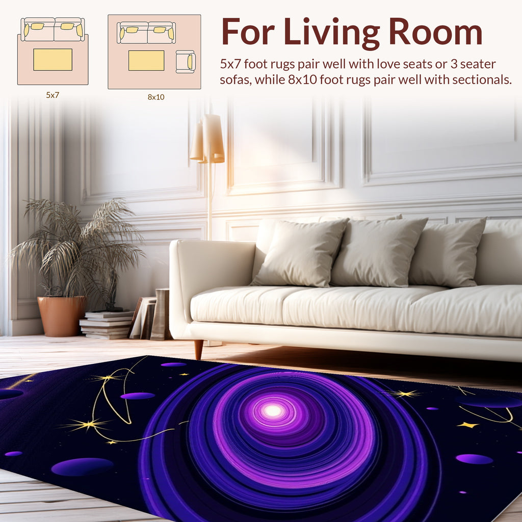 Cosmic Purple Swirl Galaxy Design Rug