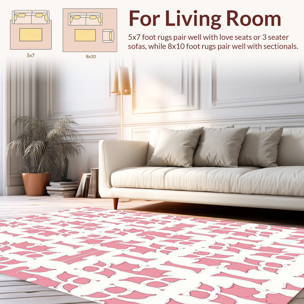 Elegant Pink Abstract Geometric Pattern Rug