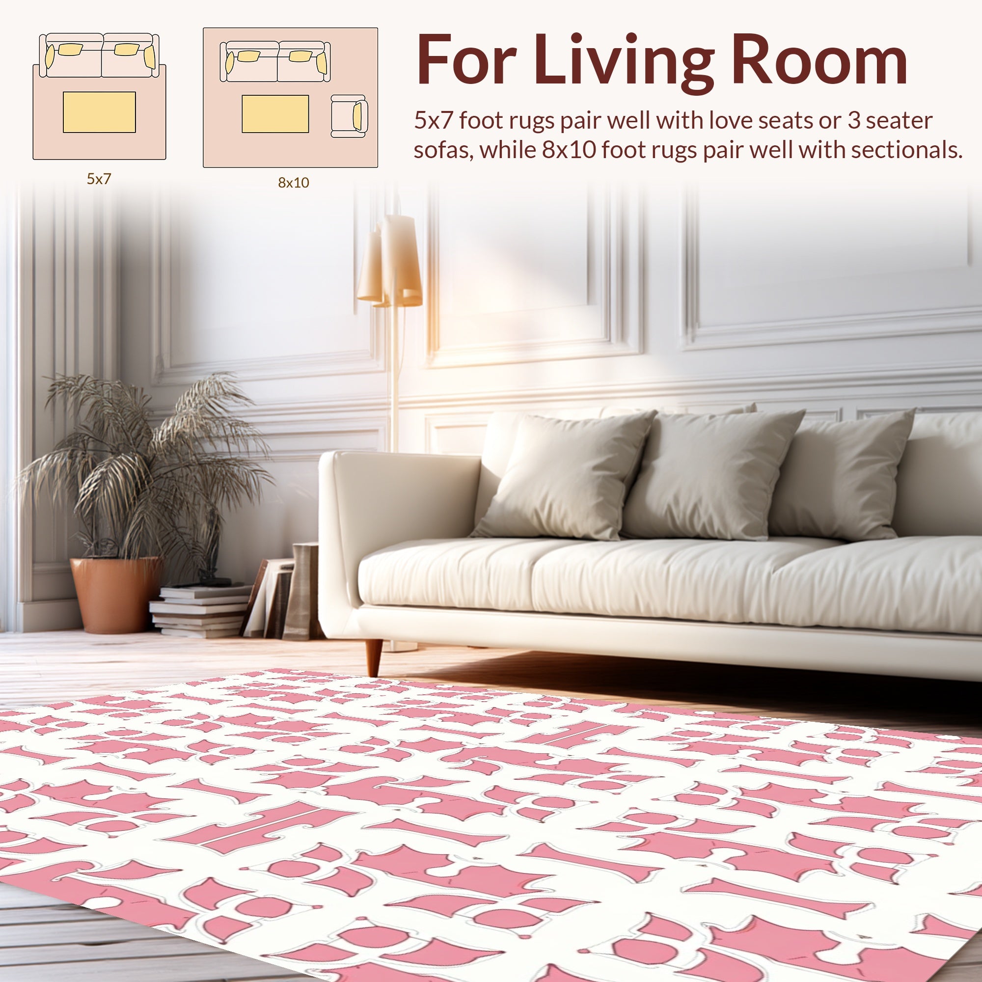 Elegant Pink Abstract Geometric Pattern Rug
