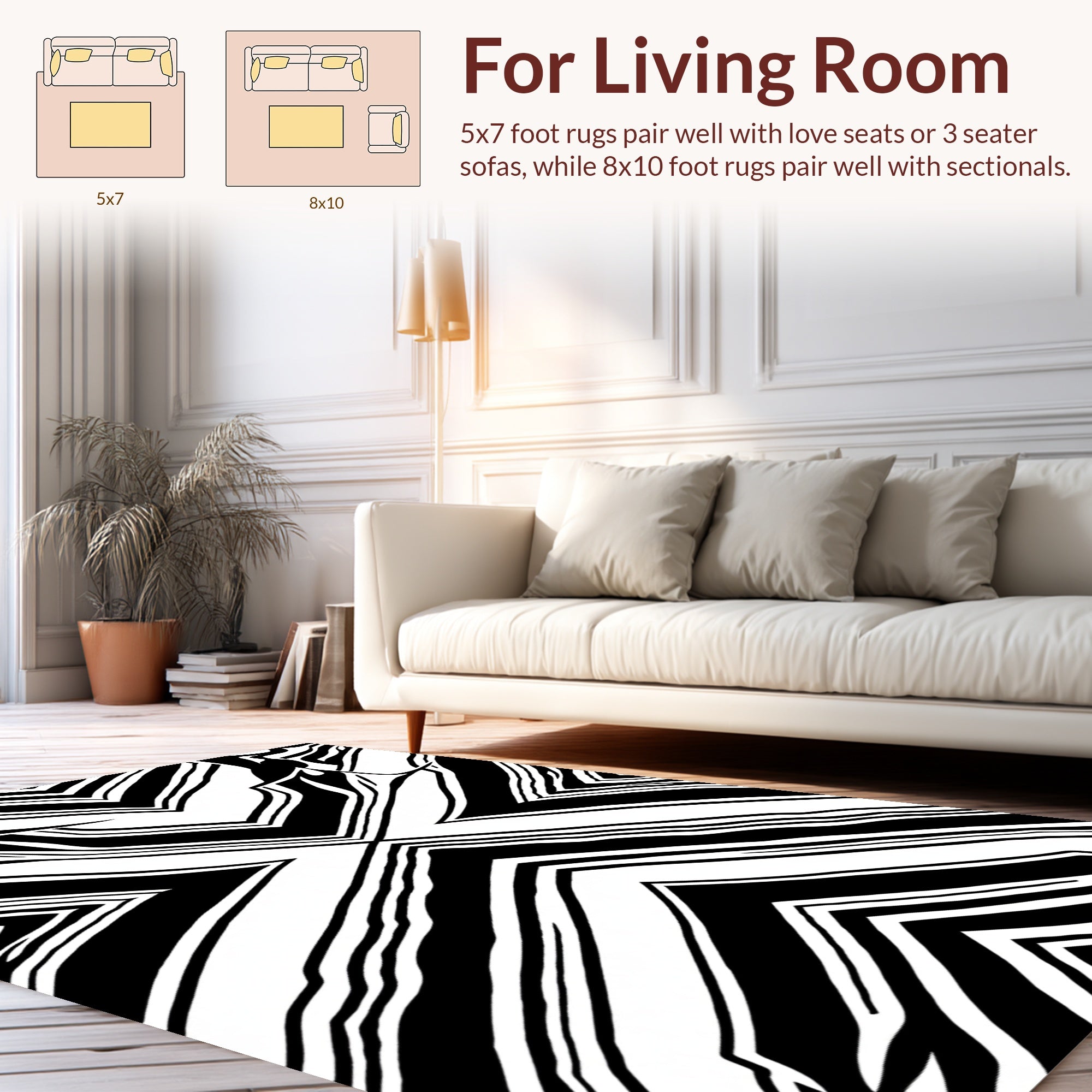 Bold Black White Abstract Geometric Rug