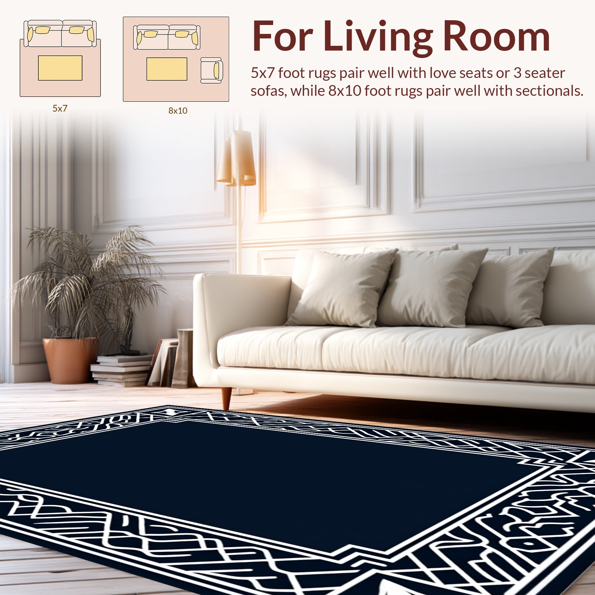 Geometric Art Deco Border Design Rug