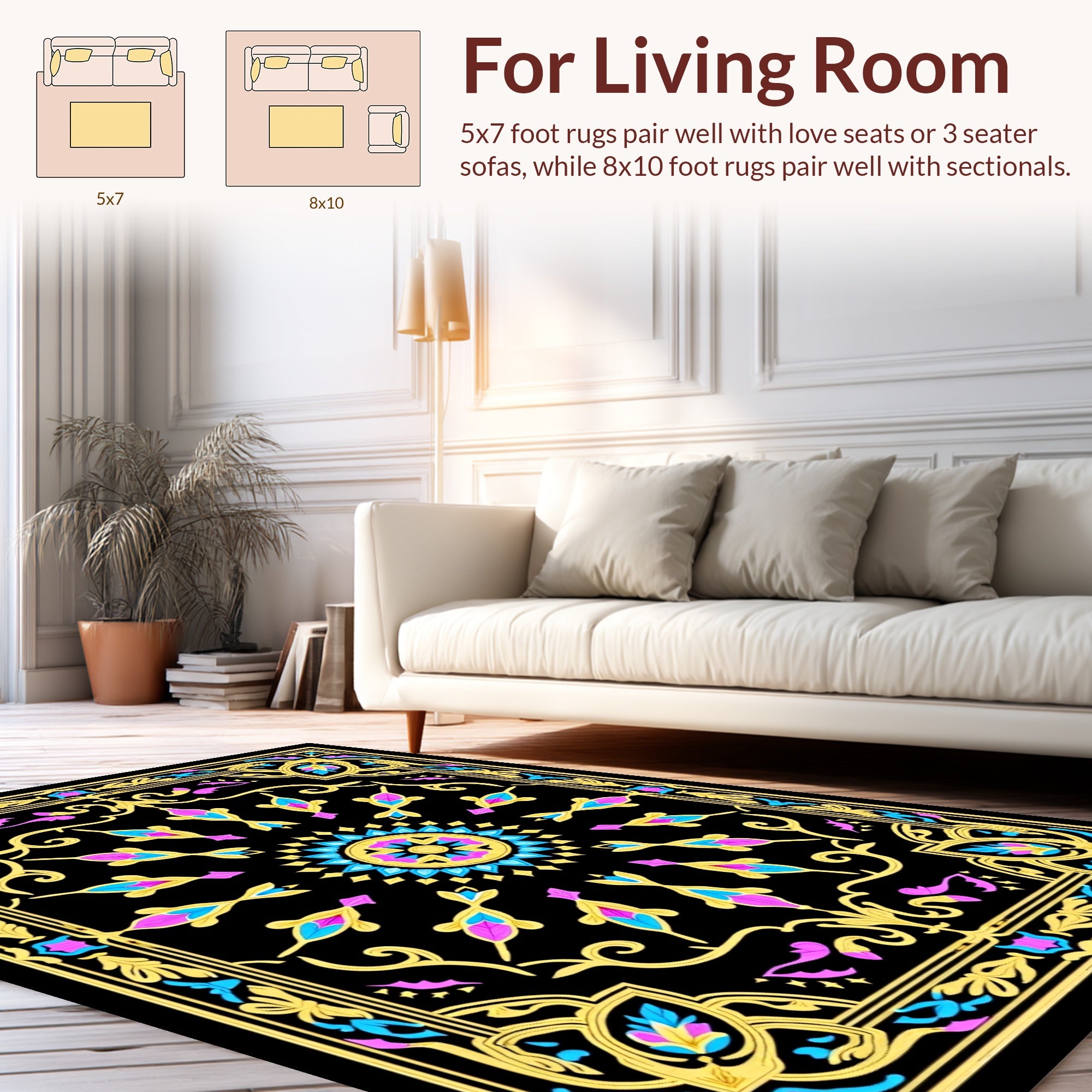 Ornate Floral Geometric Pattern Rug
