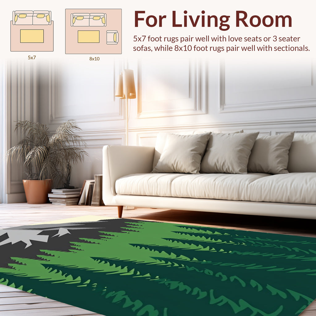 Forest Mountain Landscape Pattern Rug