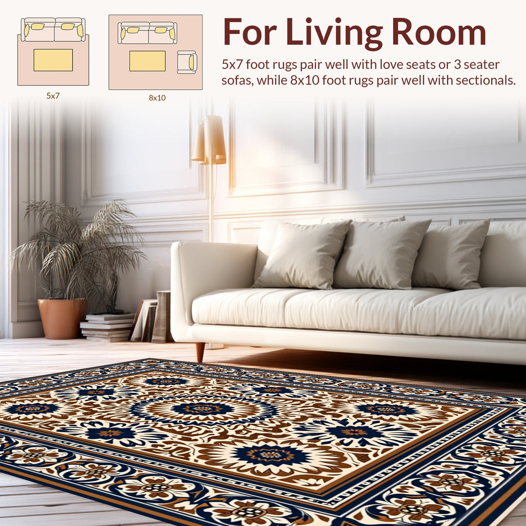 Classic Floral Medallion Bordered Rug