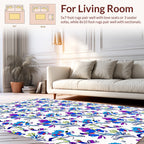 Vibrant Blue Purple Floral Pattern Rug