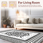 Black White Ornate Mandala Pattern Rug