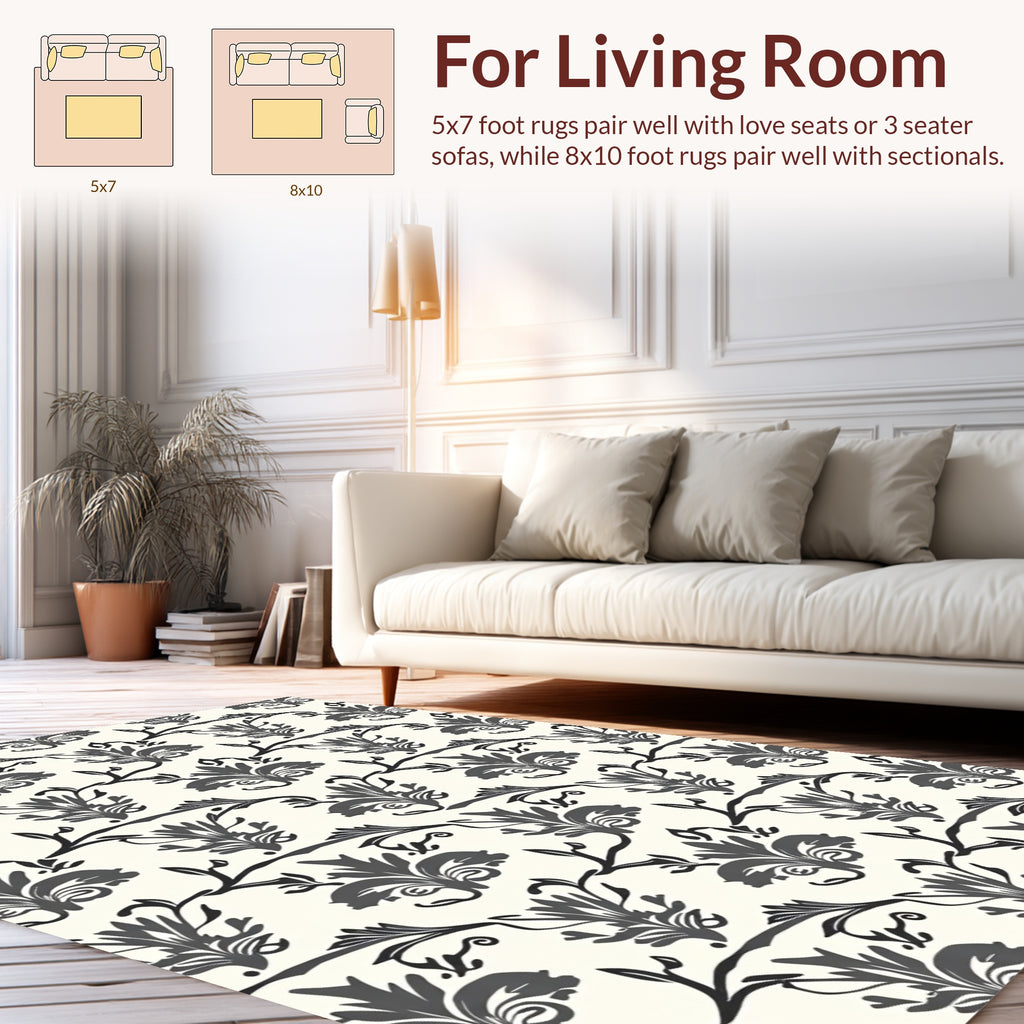 Classic Damask Floral Vine Pattern Rug