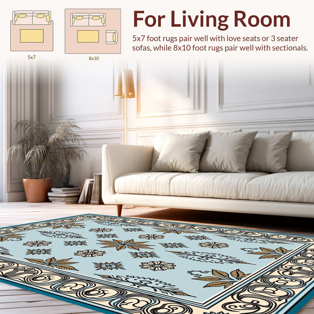 Classic Floral And Geometric Pattern Rug