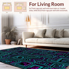 Circuit Board Neon Lines Pattern Rug