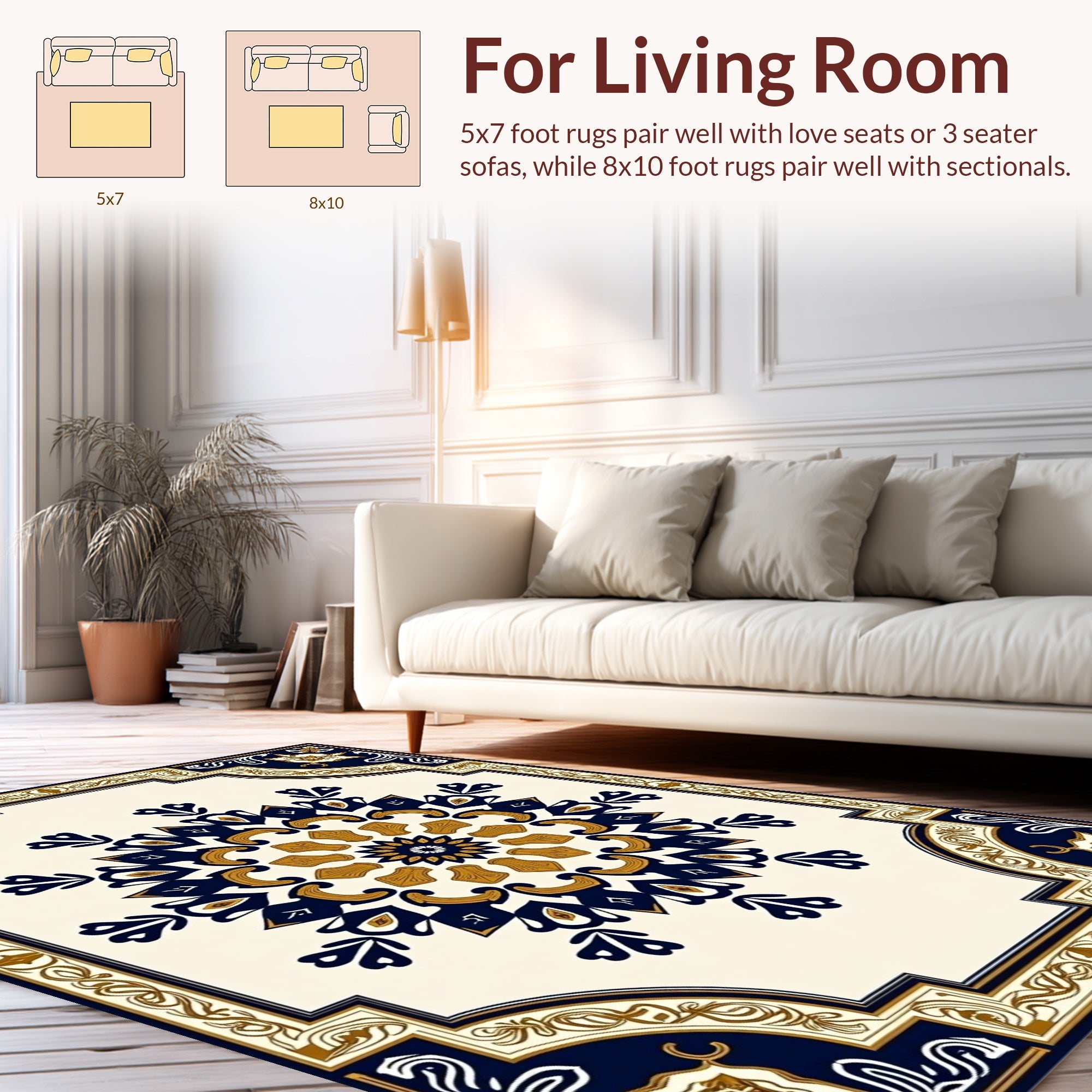 Ornate Medallion Flower Pattern Rug