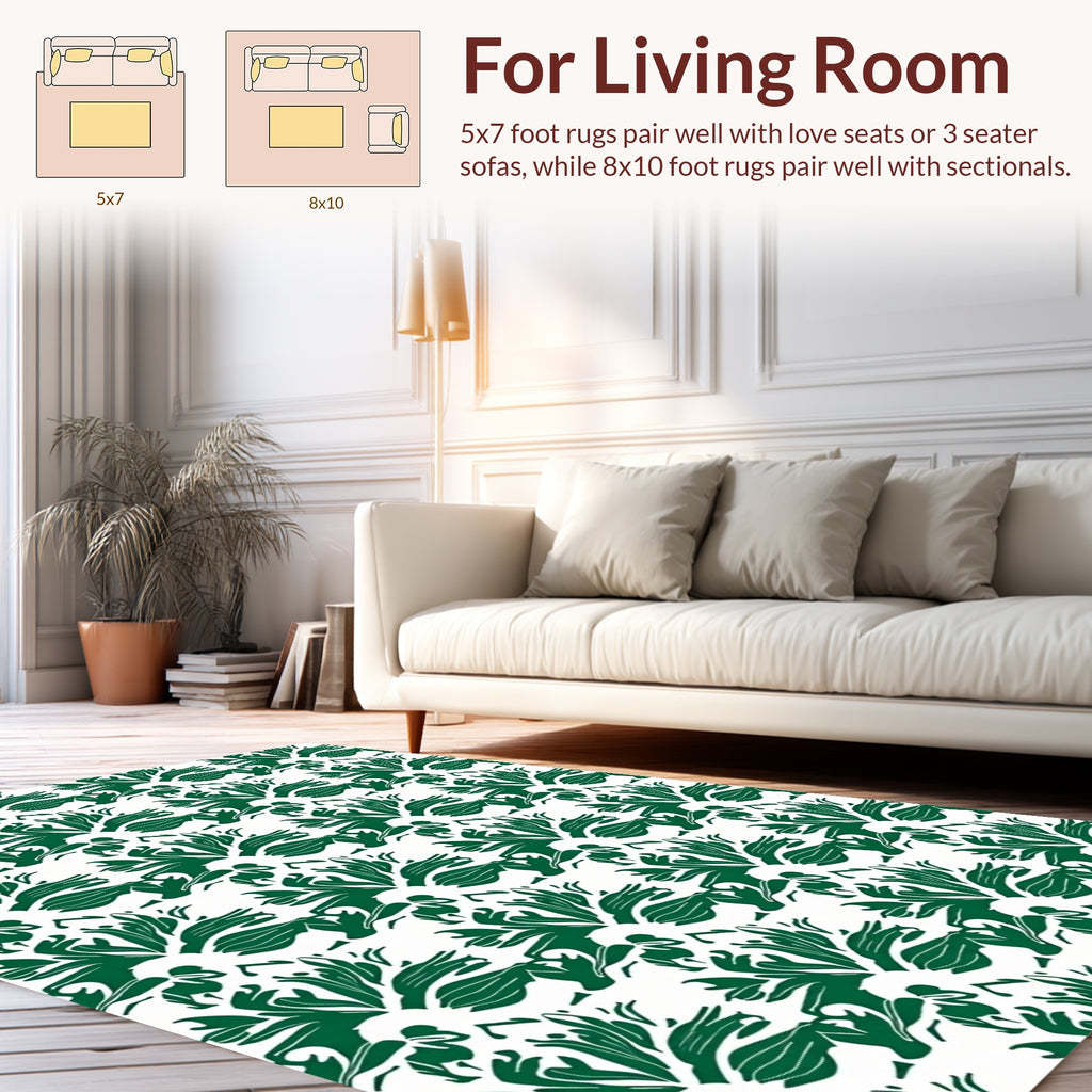 Green Leafy Abstract Pattern Rug