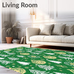 Green White Golden Tree Medallion Rug
