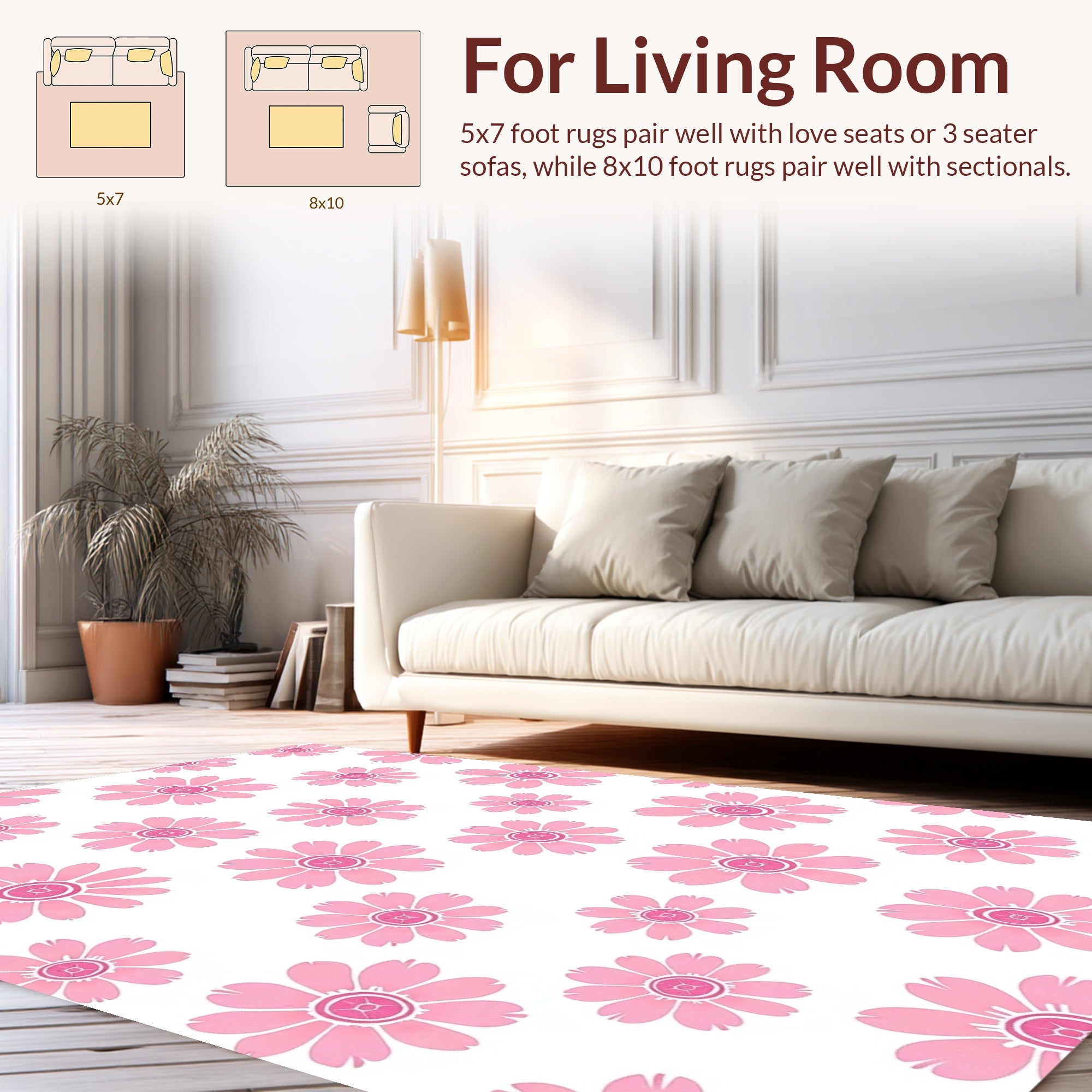 Pink Floral Pattern Design Rug