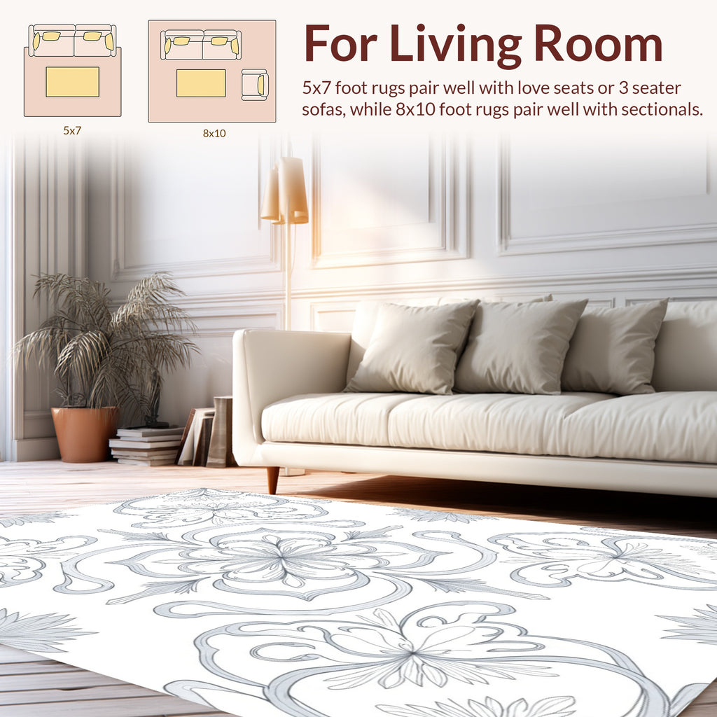 Elegant Floral Scrollwork Pattern Rug