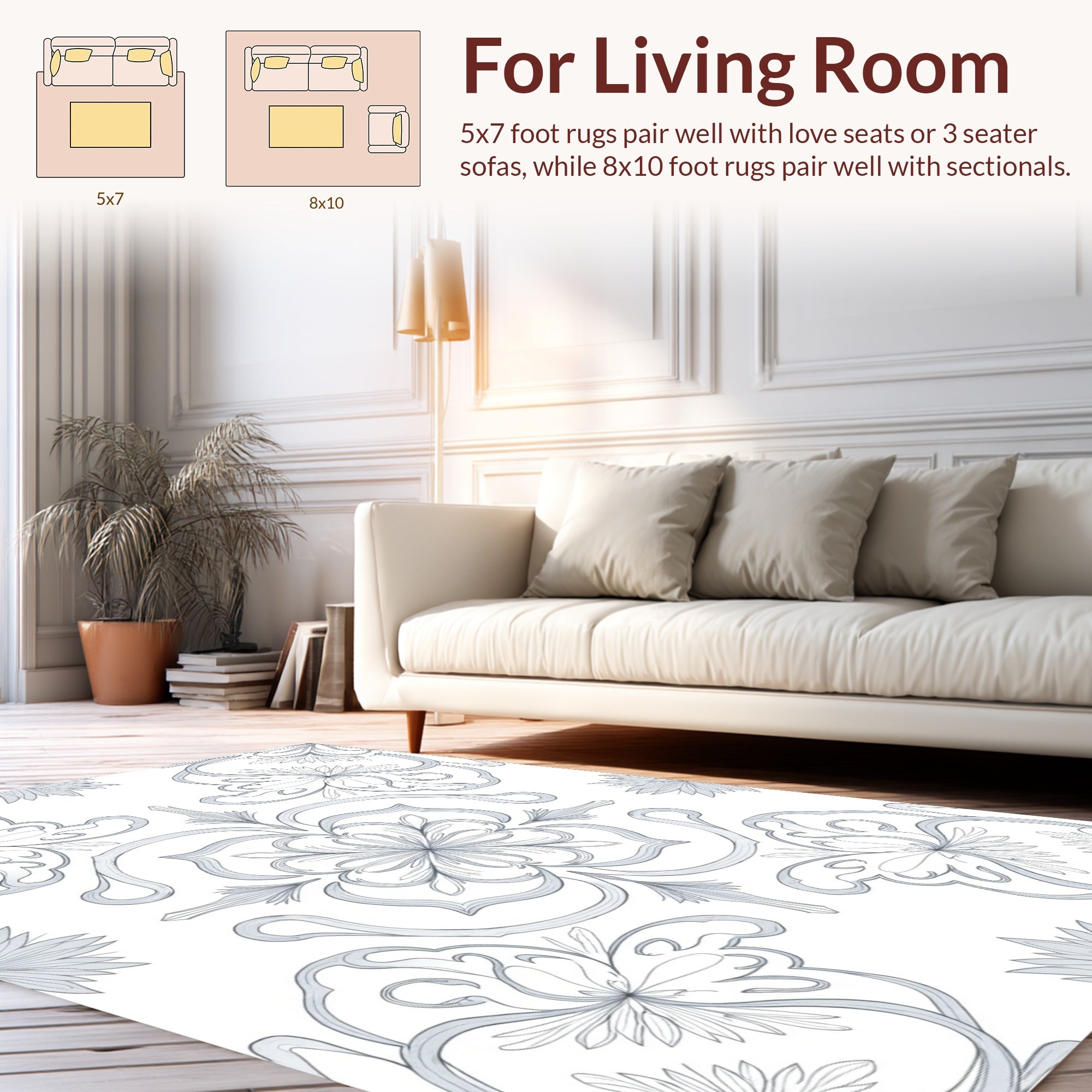 Elegant Floral Scrollwork Pattern Rug
