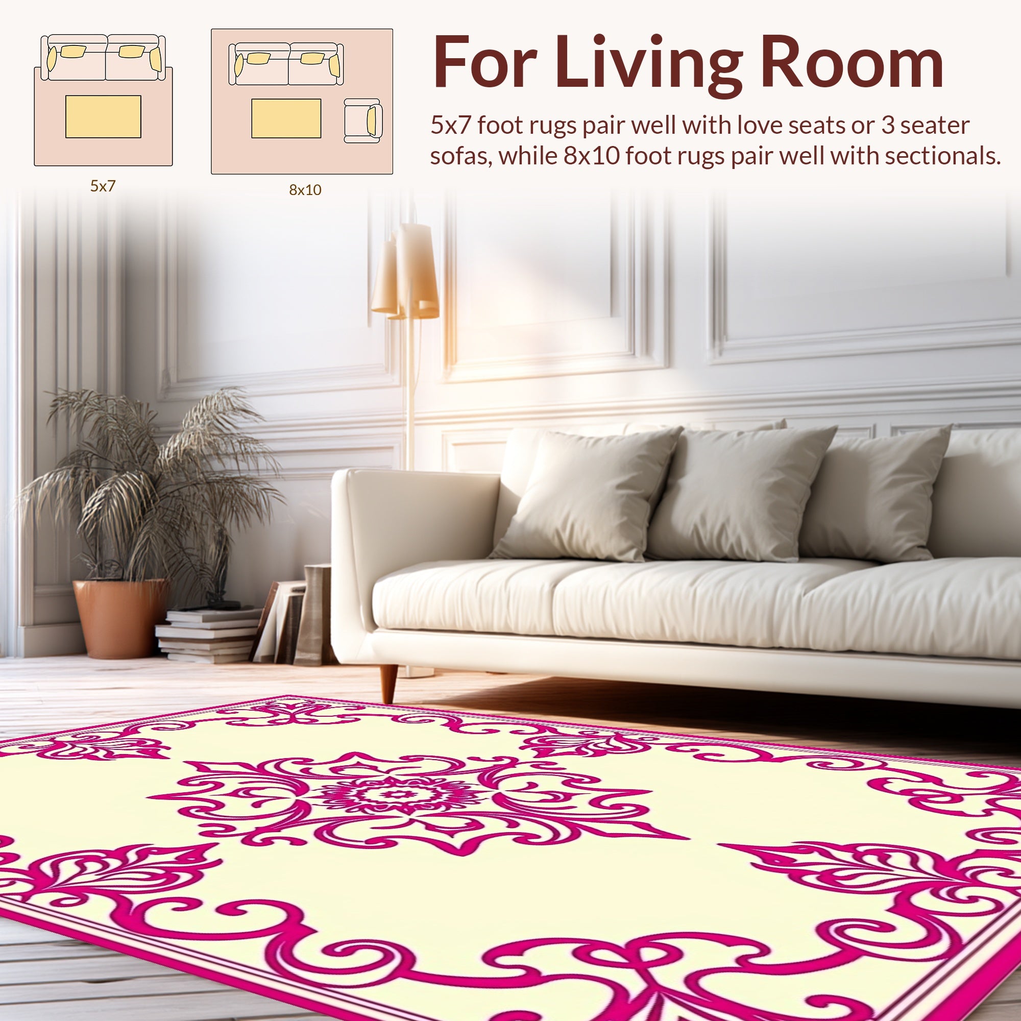 Ornate Floral Vines Pattern Design Rug