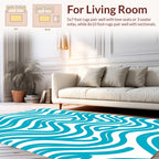 Abstract Blue Wave Pattern Rug