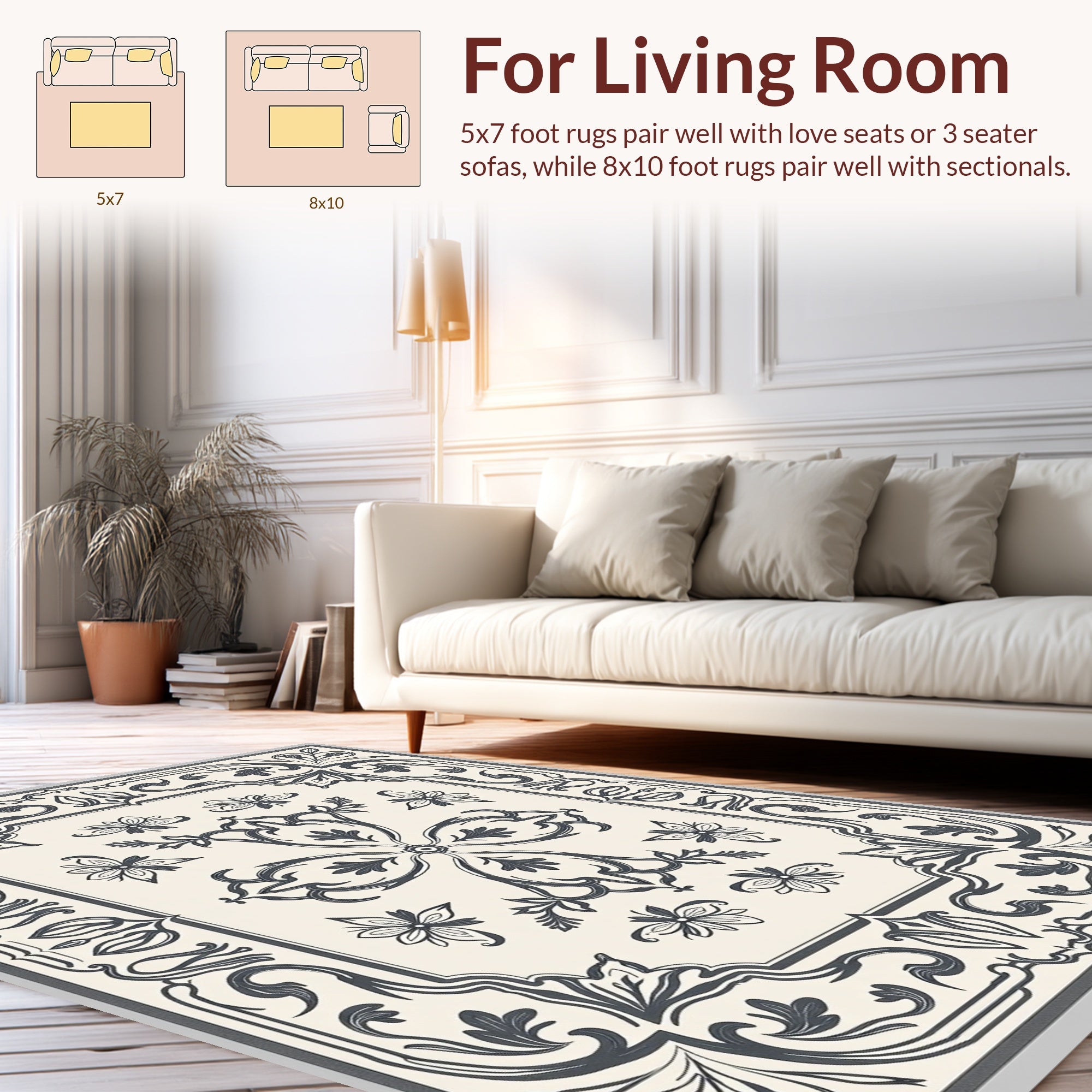 Classic Floral Scrollwork Pattern Rug